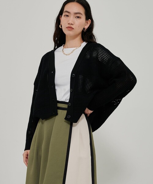 CITY TOKYO（シティトウキョウ）の「メッシュコントラストカーディガン（カーディガン/ボレロ・レディース・ブラック/ブルー/オレンジ・FREE）」の4枚目の写真