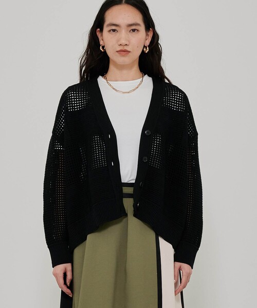 CITY TOKYO（シティトウキョウ）の「メッシュコントラストカーディガン（カーディガン/ボレロ・レディース・ブラック/ブルー/オレンジ・FREE）」の9枚目の写真