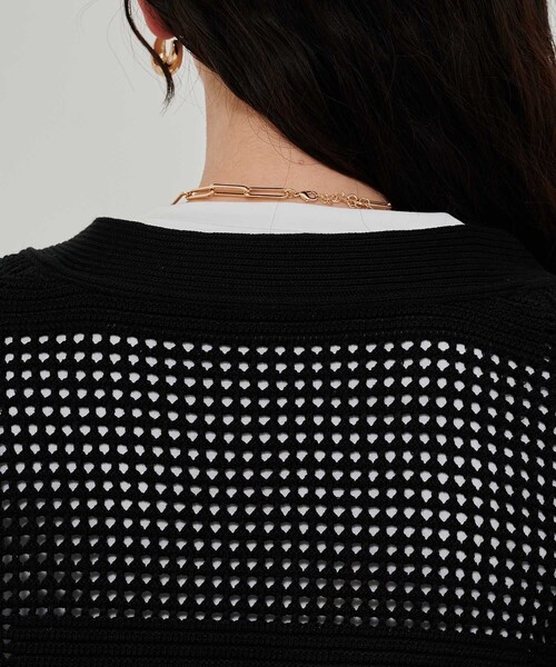 CITY TOKYO（シティトウキョウ）の「メッシュコントラストカーディガン（カーディガン/ボレロ・レディース・ブラック/ブルー/オレンジ・FREE）」の5枚目の写真