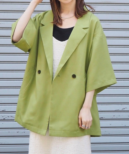 tiptop（ティップトップ）の「【セットアップ対応】リネンタッチテーラードジャケット（シャツ/ブラウス・レディース・ブラック/グリーン/アイボリー/ダークオレンジ/グリーン系その他・FREE）」の4枚目の写真