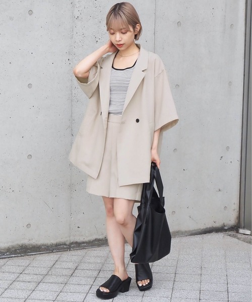 tiptop（ティップトップ）の「【セットアップ対応】リネンタッチテーラードジャケット（シャツ/ブラウス・レディース・ブラック/グリーン/アイボリー/ダークオレンジ/グリーン系その他・FREE）」の13枚目の写真