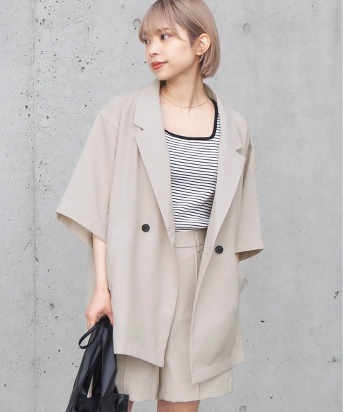 tiptop（ティップトップ）の「【セットアップ対応】リネンタッチテーラードジャケット（シャツ/ブラウス・レディース・ブラック/グリーン/アイボリー/ダークオレンジ/グリーン系その他・FREE）」の18枚目の写真