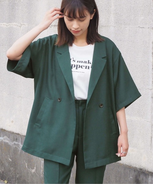 tiptop（ティップトップ）の「【セットアップ対応】リネンタッチテーラードジャケット（シャツ/ブラウス・レディース・ブラック/グリーン/アイボリー/ダークオレンジ/グリーン系その他・FREE）」の19枚目の写真