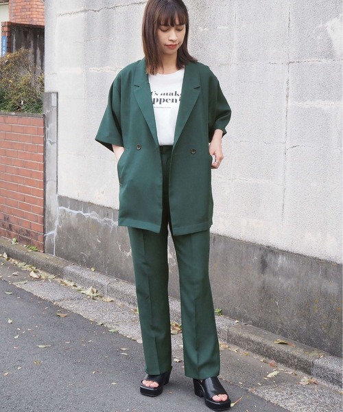 tiptop（ティップトップ）の「【セットアップ対応】リネンタッチテーラードジャケット（シャツ/ブラウス・レディース・ブラック/グリーン/アイボリー/ダークオレンジ/グリーン系その他・FREE）」の11枚目の写真