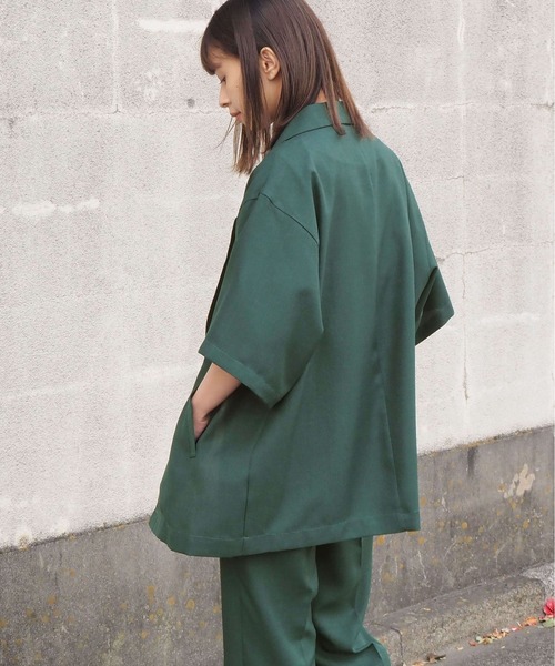 tiptop（ティップトップ）の「【セットアップ対応】リネンタッチテーラードジャケット（シャツ/ブラウス・レディース・ブラック/グリーン/アイボリー/ダークオレンジ/グリーン系その他・FREE）」の7枚目の写真