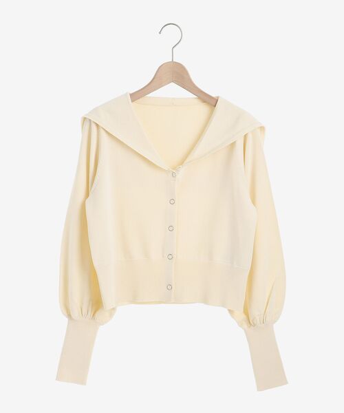 MAJESTIC LEGON(マジェスティックレゴン)の「セーラーカラーカーディガン(カーディガン/ボレロ・レディース・アイボリー/ライトグリーン・MEDIUM)」の1枚目の写真