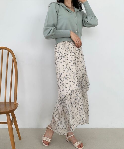 MAJESTIC LEGON(マジェスティックレゴン)の「セーラーカラーカーディガン(カーディガン/ボレロ・レディース・アイボリー/ライトグリーン・MEDIUM)」の10枚目の写真