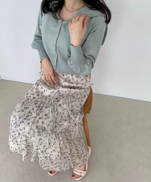 MAJESTIC LEGON(マジェスティックレゴン)の「セーラーカラーカーディガン(カーディガン/ボレロ・レディース・アイボリー/ライトグリーン・MEDIUM)」の13枚目の写真