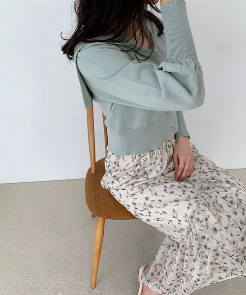 MAJESTIC LEGON(マジェスティックレゴン)の「セーラーカラーカーディガン(カーディガン/ボレロ・レディース・アイボリー/ライトグリーン・MEDIUM)」の5枚目の写真