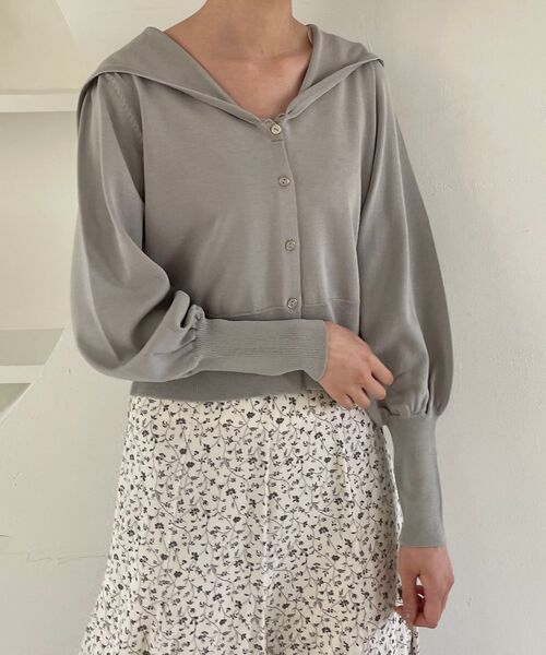 MAJESTIC LEGON(マジェスティックレゴン)の「セーラーカラーカーディガン(カーディガン/ボレロ・レディース・アイボリー/ライトグリーン・MEDIUM)」の16枚目の写真