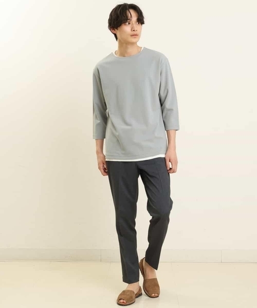 a.v.v（アーヴェヴェ）の「【S-XXL/2SET】梨地レイヤードカットソー[WEB限定サイズ]（アンサンブル・メンズ・ネイビー/ピンク/ミント/ライトグレー・44/46/48/50/52）」の9枚目の写真