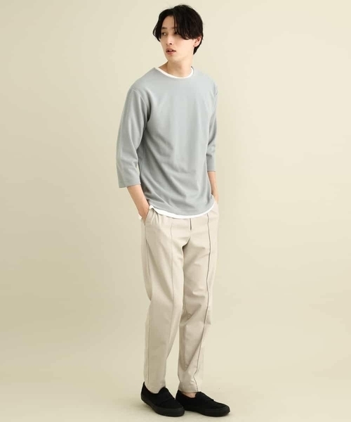 a.v.v（アーヴェヴェ）の「【S-XXL/2SET】梨地レイヤードカットソー[WEB限定サイズ]（アンサンブル・メンズ・ネイビー/ピンク/ミント/ライトグレー・44/46/48/50/52）」の10枚目の写真