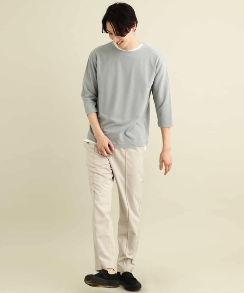 a.v.v（アーヴェヴェ）の「【S-XXL/2SET】梨地レイヤードカットソー[WEB限定サイズ]（アンサンブル・メンズ・ネイビー/ピンク/ミント/ライトグレー・44/46/48/50/52）」の15枚目の写真