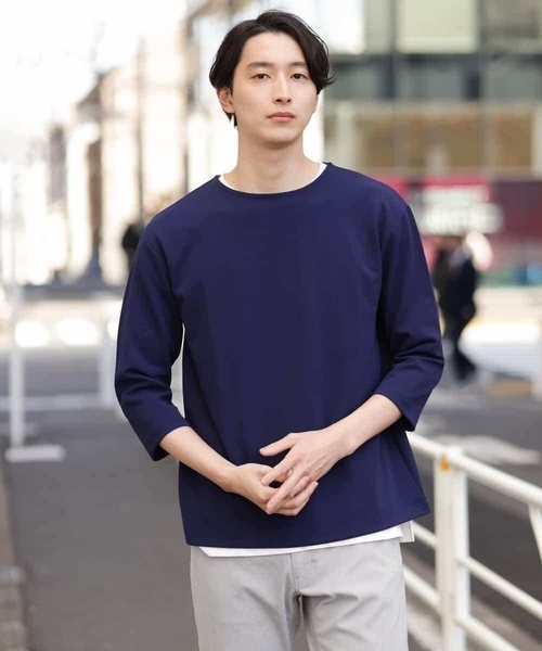 a.v.v（アーヴェヴェ）の「【S-XXL/2SET】梨地レイヤードカットソー[WEB限定サイズ]（アンサンブル・メンズ・ネイビー/ピンク/ミント/ライトグレー・44/46/48/50/52）」の19枚目の写真