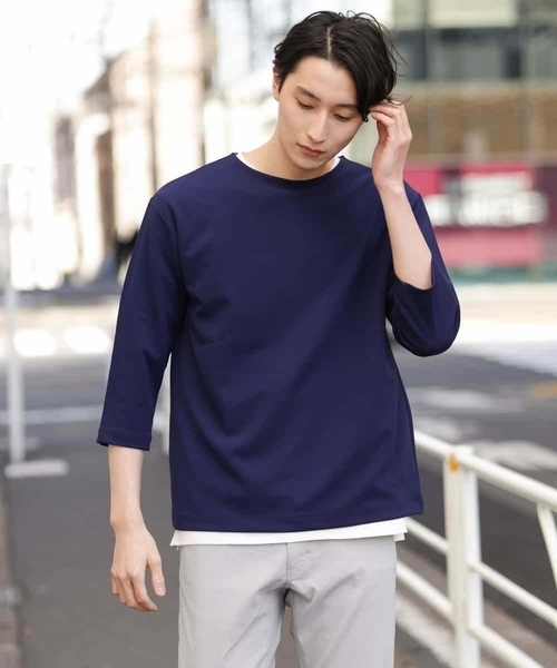 a.v.v（アーヴェヴェ）の「【S-XXL/2SET】梨地レイヤードカットソー[WEB限定サイズ]（アンサンブル・メンズ・ネイビー/ピンク/ミント/ライトグレー・44/46/48/50/52）」の20枚目の写真