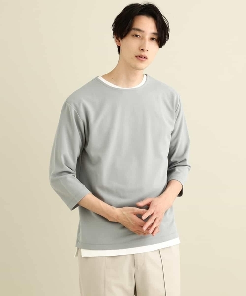 a.v.v（アーヴェヴェ）の「【S-XXL/2SET】梨地レイヤードカットソー[WEB限定サイズ]（アンサンブル・メンズ・ネイビー/ピンク/ミント/ライトグレー・44/46/48/50/52）」の21枚目の写真