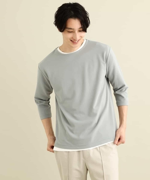 a.v.v（アーヴェヴェ）の「【S-XXL/2SET】梨地レイヤードカットソー[WEB限定サイズ]（アンサンブル・メンズ・ネイビー/ピンク/ミント/ライトグレー・44/46/48/50/52）」の22枚目の写真