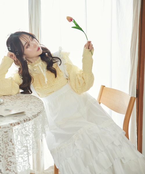 Swankiss（スワンキス）の「HN furifuri cotton LS/K（スカート・レディース・ホワイト/ピンク/ブラック・FREE）」の5枚目の写真