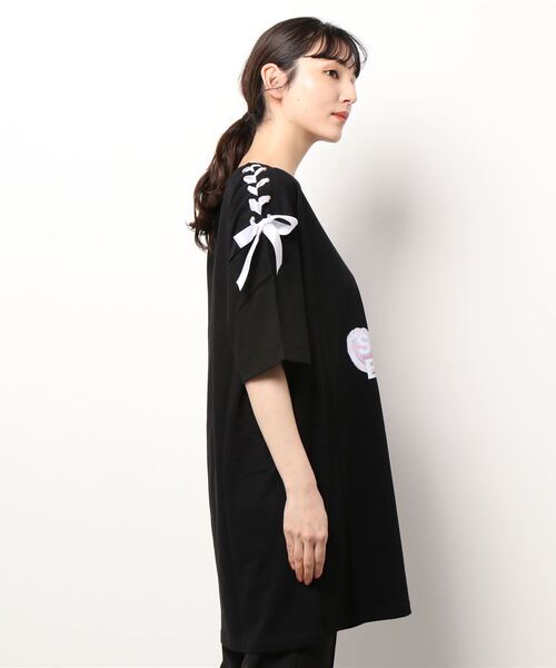 Secret Honey（シークレットハニー）の「目隠しウサギプリントビッグシルエットTシャツ（Tシャツ/カットソー・レディース・オフホワイト/ピンク/ブルー/ブラック・FREE）」の10枚目の写真