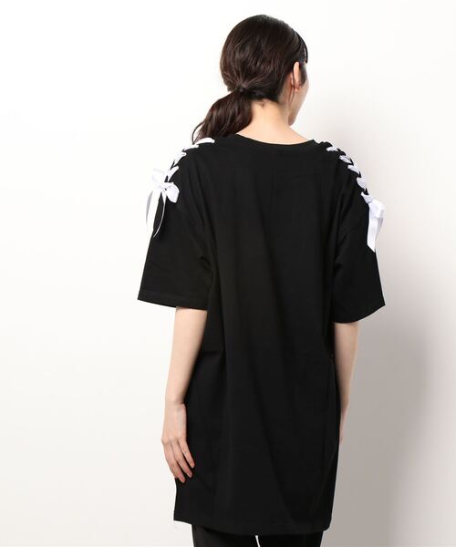 Secret Honey（シークレットハニー）の「目隠しウサギプリントビッグシルエットTシャツ（Tシャツ/カットソー・レディース・オフホワイト/ピンク/ブルー/ブラック・FREE）」の11枚目の写真
