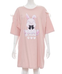 目隠しウサギプリントビッグシルエットTシャツ