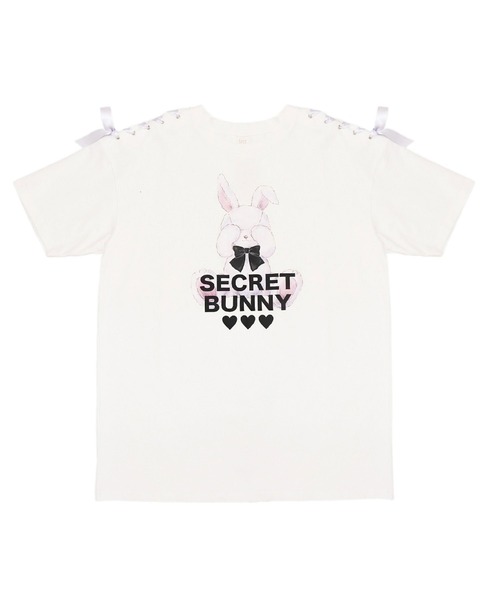 Secret Honey（シークレットハニー）の「目隠しウサギプリントビッグシルエットTシャツ（Tシャツ/カットソー・レディース・オフホワイト/ピンク/ブルー/ブラック・FREE）」の14枚目の写真