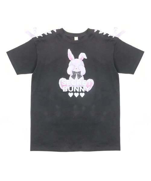 Secret Honey（シークレットハニー）の「目隠しウサギプリントビッグシルエットTシャツ（Tシャツ/カットソー・レディース・オフホワイト/ピンク/ブルー/ブラック・FREE）」の12枚目の写真