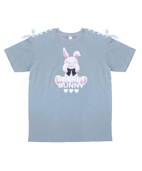 Secret Honey（シークレットハニー）の「目隠しウサギプリントビッグシルエットTシャツ（Tシャツ/カットソー・レディース・オフホワイト/ピンク/ブルー/ブラック・FREE）」の13枚目の写真