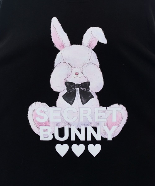 Secret Honey（シークレットハニー）の「目隠しウサギプリントビッグシルエットTシャツ（Tシャツ/カットソー・レディース・オフホワイト/ピンク/ブルー/ブラック・FREE）」の15枚目の写真