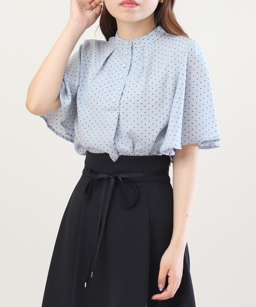 ASTORIA ODIER（アストリアオディール）の「ドット柄ボウタイブラウス（シャツ/ブラウス・レディース・アイボリー/ブラック/サックスブルー・MEDIUM）」の3枚目の写真