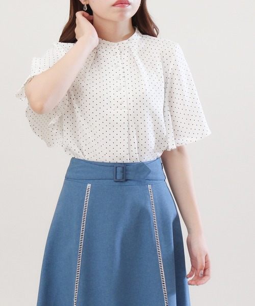 ASTORIA ODIER（アストリアオディール）の「ドット柄ボウタイブラウス（シャツ/ブラウス・レディース・アイボリー/ブラック/サックスブルー・MEDIUM）」の17枚目の写真