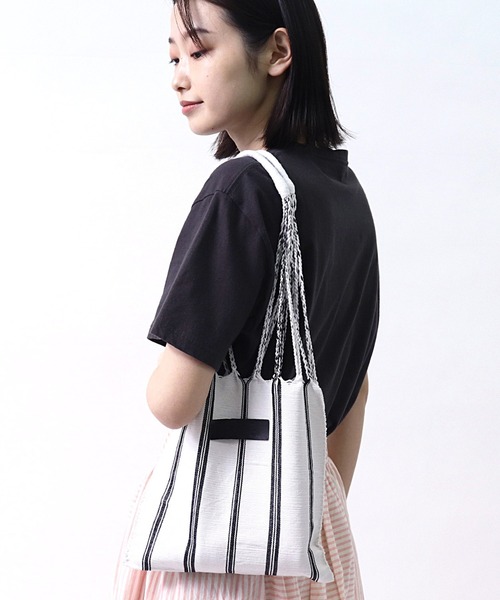 salle de bal（サルデバル）の「ストライプ ハンモックバッグ トートバッグ RAB hammock bag（トートバッグ・レディース・ベージュ/ホワイト/ブラック/オレンジ・FREE）」の9枚目の写真