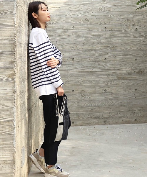 salle de bal（サルデバル）の「ストライプ ハンモックバッグ トートバッグ RAB hammock bag（トートバッグ・レディース・ベージュ/ホワイト/ブラック/オレンジ・FREE）」の20枚目の写真