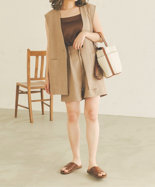 Ambre Neige（アンブルネージュ）の「リネンライクショートパンツ／【WEB/EC限定商品】（その他パンツ・レディース・ベージュ/アイボリー・FREE）」の9枚目の写真