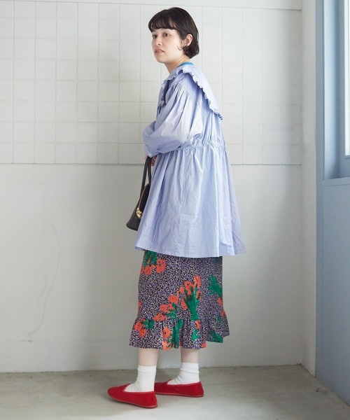 bulle de savon(ビュルデサボン)の「stripe puri ブラウス(シャツ/ブラウス・レディース・ブルー/ピンク・FREE)」の9枚目の写真