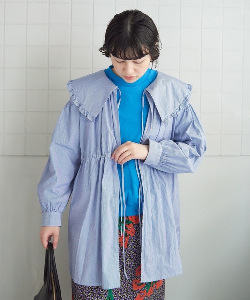 bulle de savon(ビュルデサボン)の「stripe puri ブラウス(シャツ/ブラウス・レディース・ブルー/ピンク・FREE)」の5枚目の写真