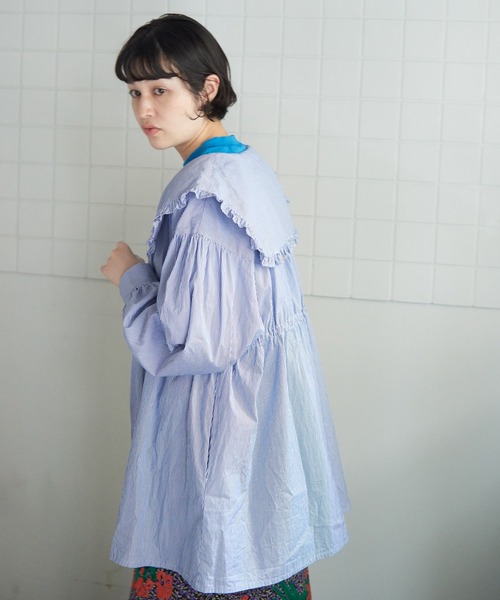 bulle de savon(ビュルデサボン)の「stripe puri ブラウス(シャツ/ブラウス・レディース・ブルー/ピンク・FREE)」の8枚目の写真