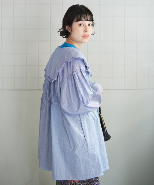 bulle de savon(ビュルデサボン)の「stripe puri ブラウス(シャツ/ブラウス・レディース・ブルー/ピンク・FREE)」の6枚目の写真