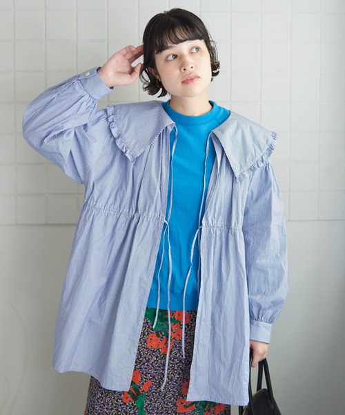 bulle de savon(ビュルデサボン)の「stripe puri ブラウス(シャツ/ブラウス・レディース・ブルー/ピンク・FREE)」の3枚目の写真
