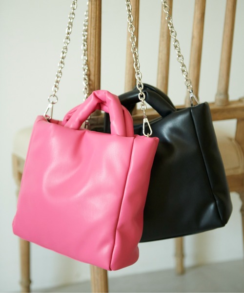 FREE'S MART（フリーズマート）の「◆ソフト2Wayバッグ（ショルダーバッグ・レディース・ブラック/ピンク・ﾌﾘ-）」の4枚目の写真