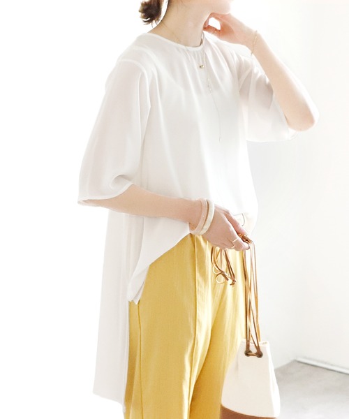 reca（レカ）の「テールカットシアーブラウス（シャツ/ブラウス・レディース・ホワイト/スモークピンク・M/L）」の2枚目の写真