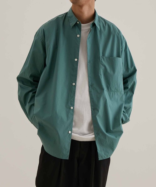 ADAM ET ROPE'(アダムエロペ)の「ビッグシルエット レギュラーカラーシャツ(シャツ/ブラウス・メンズ・ホワイト/グリーン・M/L)」の3枚目の写真