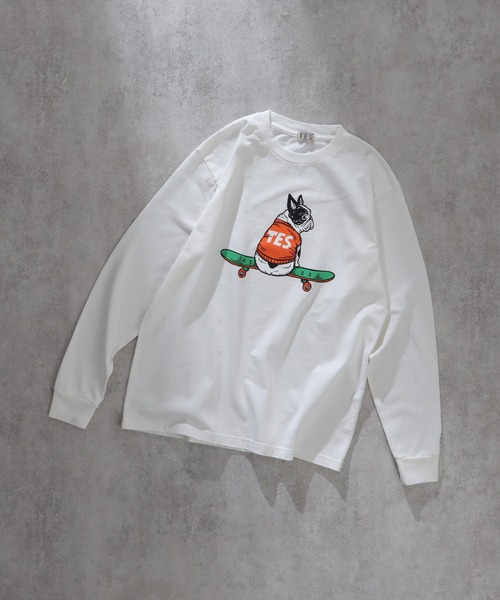 The Endless Summer（エンドレスサマー）の「TES SKATE BUHI LONG SLEEVE T-SHIRT / ロンT（Tシャツ/カットソー・メンズ・ブラック/ホワイト/ダークグリーン/ネイビー/ベージュ/ミント・SMALL/MEDIUM/LARGE/X-LARGE）」の7枚目の写真