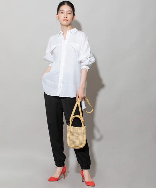 Munich(ミューニック)の「ストロートートバッグ(かごバッグ・レディース・ブラック/ダークブラウン/グリーン/キャメル・FREE)」の5枚目の写真