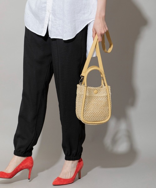 Munich(ミューニック)の「ストロートートバッグ(かごバッグ・レディース・ブラック/ダークブラウン/グリーン/キャメル・FREE)」の7枚目の写真