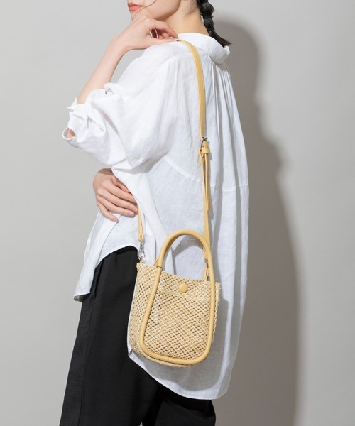 Munich(ミューニック)の「ストロートートバッグ(かごバッグ・レディース・ブラック/ダークブラウン/グリーン/キャメル・FREE)」の9枚目の写真