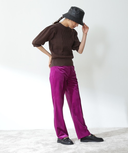 N.（N. Natural Beauty Basic）（エヌエヌナチュラルビューティーベーシック）の「◆柄編みパフニット（ニット/セーター・レディース・オフホワイト/モカ/レッド・MEDIUM）」の7枚目の写真