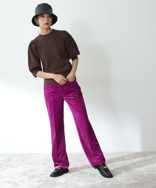 N.（N. Natural Beauty Basic）（エヌエヌナチュラルビューティーベーシック）の「◆柄編みパフニット（ニット/セーター・レディース・オフホワイト/モカ/レッド・MEDIUM）」の6枚目の写真