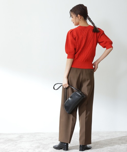 N.（N. Natural Beauty Basic）（エヌエヌナチュラルビューティーベーシック）の「◆柄編みパフニット（ニット/セーター・レディース・オフホワイト/モカ/レッド・MEDIUM）」の9枚目の写真