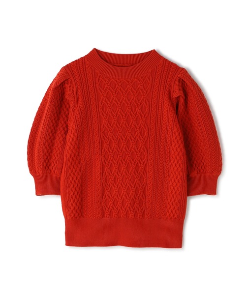 N.（N. Natural Beauty Basic）（エヌエヌナチュラルビューティーベーシック）の「◆柄編みパフニット（ニット/セーター・レディース・オフホワイト/モカ/レッド・MEDIUM）」の16枚目の写真